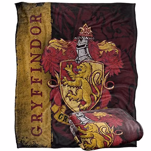 Warner Brothers Harry Potter Gryffindor House Crest Fleece Blanket, W/D: 152 x 127 cm, White/Multicolour