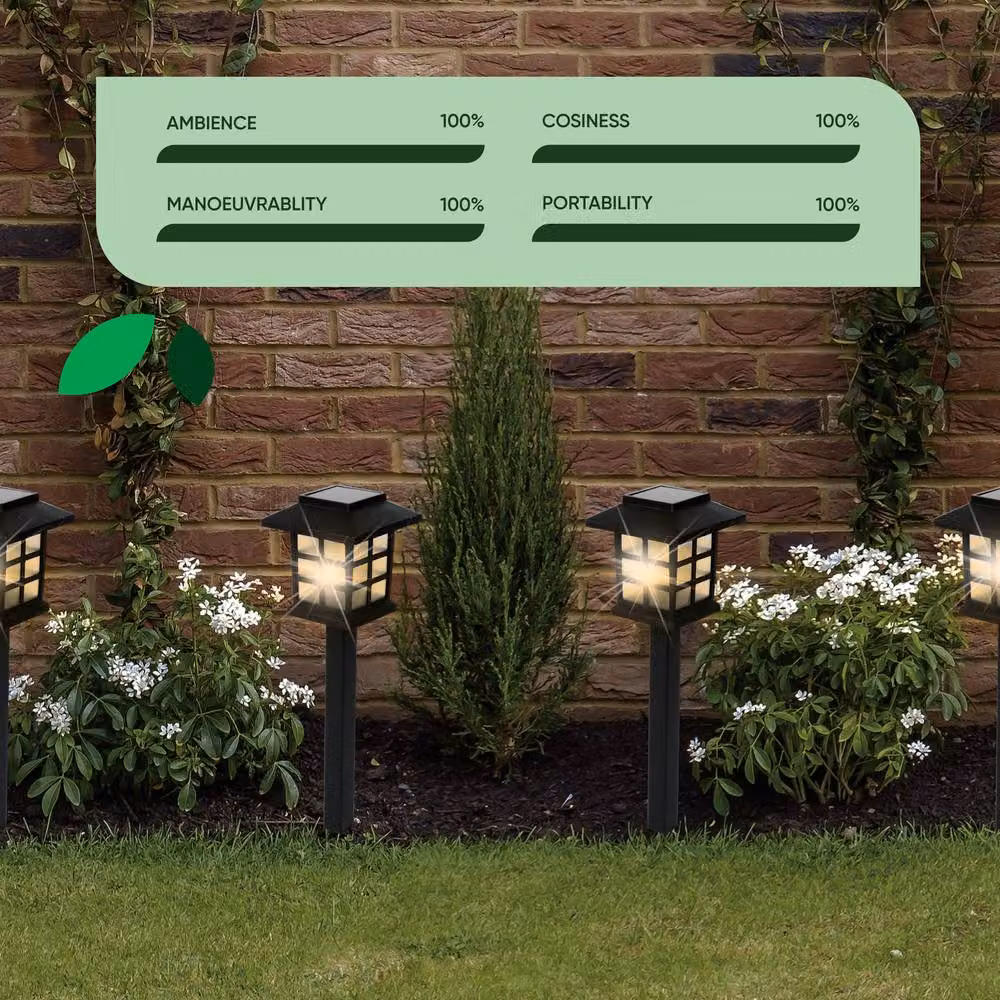 Gardenwize Solar Pathway Lights, 12 Pack, Black, Warm White LED, Height: 37.5 cm – 8