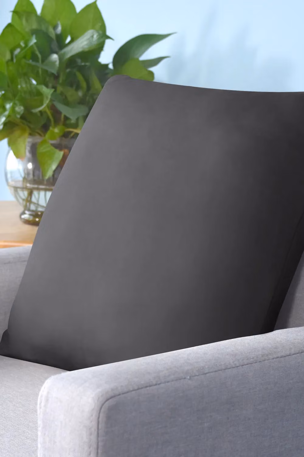 Neel Blue Set of 2 Square Polyester Cushion Covers in Grey, W/D/H: 45 x 45 cm – 2