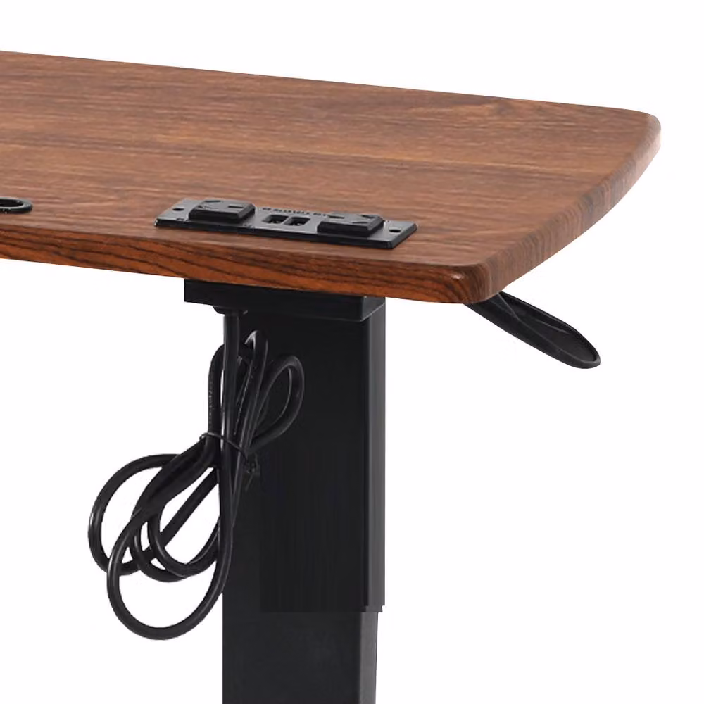 Levede Height Adjustable Standing Desk with Folding Top and Castors in Brown – 6