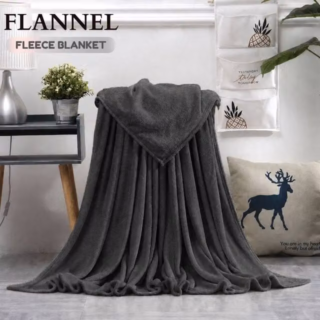Grace Premium Reversible Double Face Soft Fleece Throw Blanket in Grey, W/D/H: 130 x 150 cm – 1