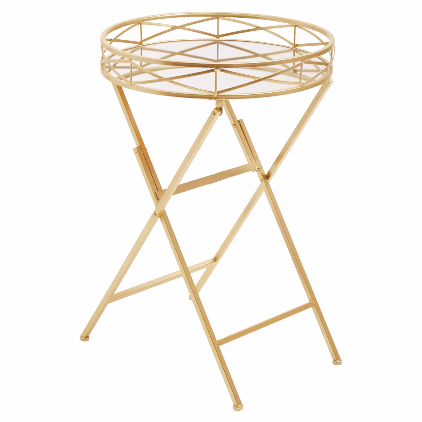 Orsina Round Gold Tray Side Table with Glass Top, W/D/H: 49 x 49 x 72 cm – 2