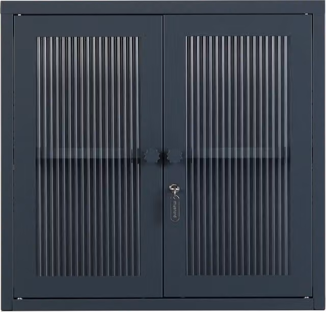 Mustard Made The Kit Wall Mounted Cabinet in Slate Grey with Glass Doors and Internal Shelves, W/D/H: 60 x 18 x 57 cm