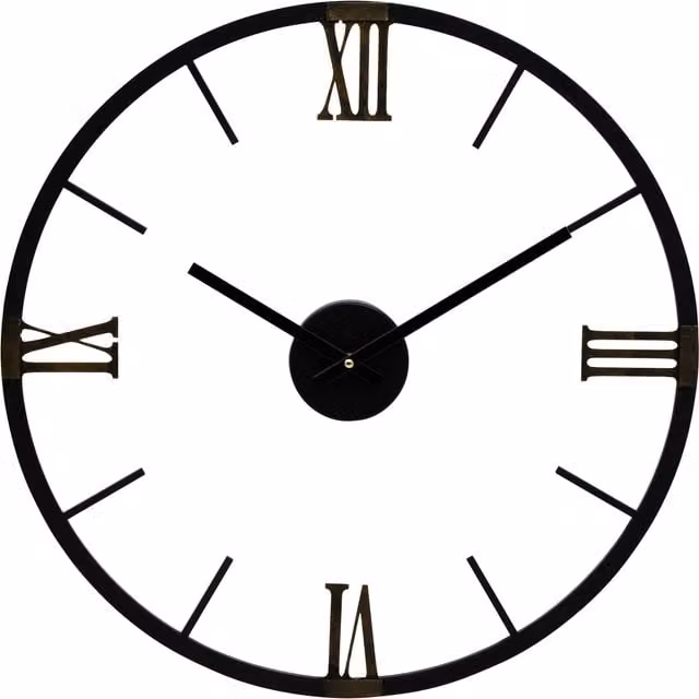 Fifty Five South Orsina Round Black Metal Wall Clock, Diameter: 70 cm – 2