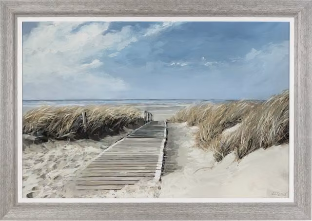 Perch & Parrow Ocean Path Maritime Framed Canvas Wall Art in Multicolour