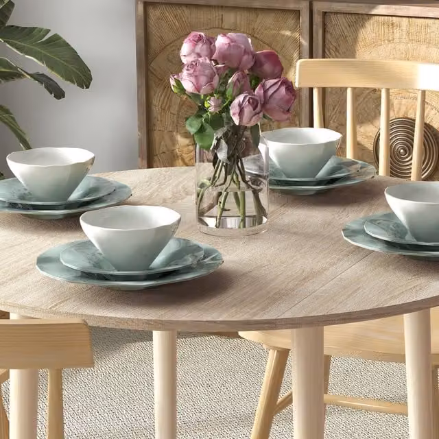 HOMCOM Natural Drop Leaf Folding Dining Table