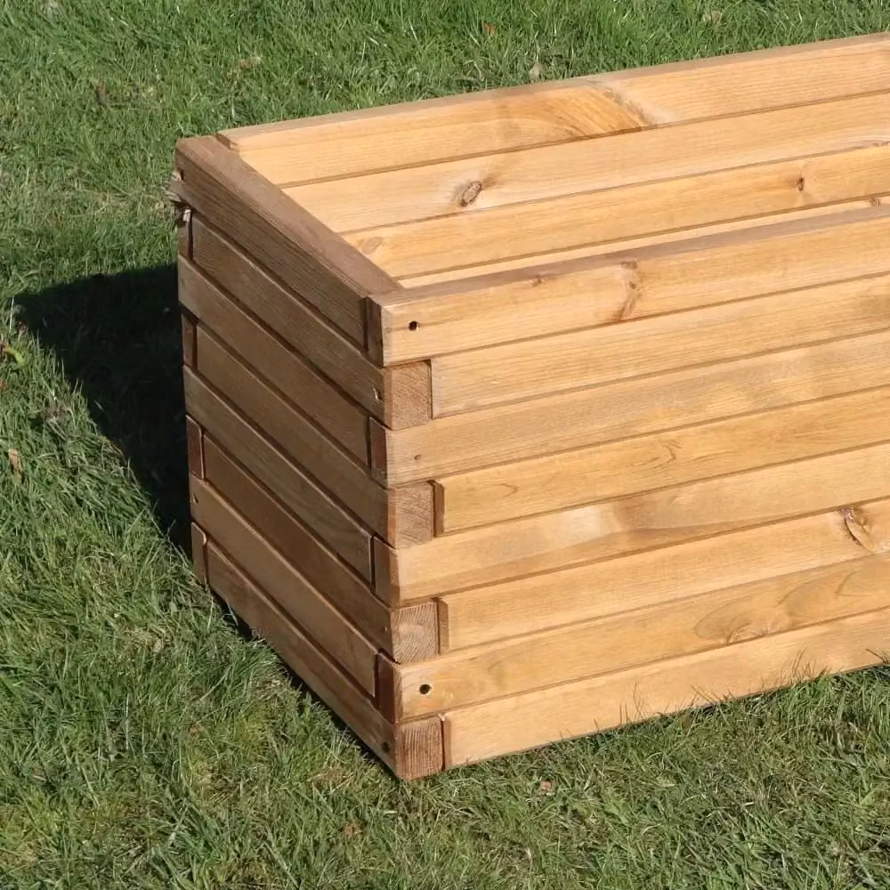Access Garden Products Brown Wood Raised Trough Planter, W: 140 cm, D: 40 cm, H: 40 cm – 4
