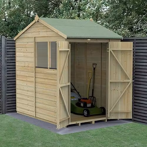 Forest Garden Rustic Wooden Gable Shed in Brown or Green, W/D/H: 152.4 x 121.9 x 213.36 cm – 2