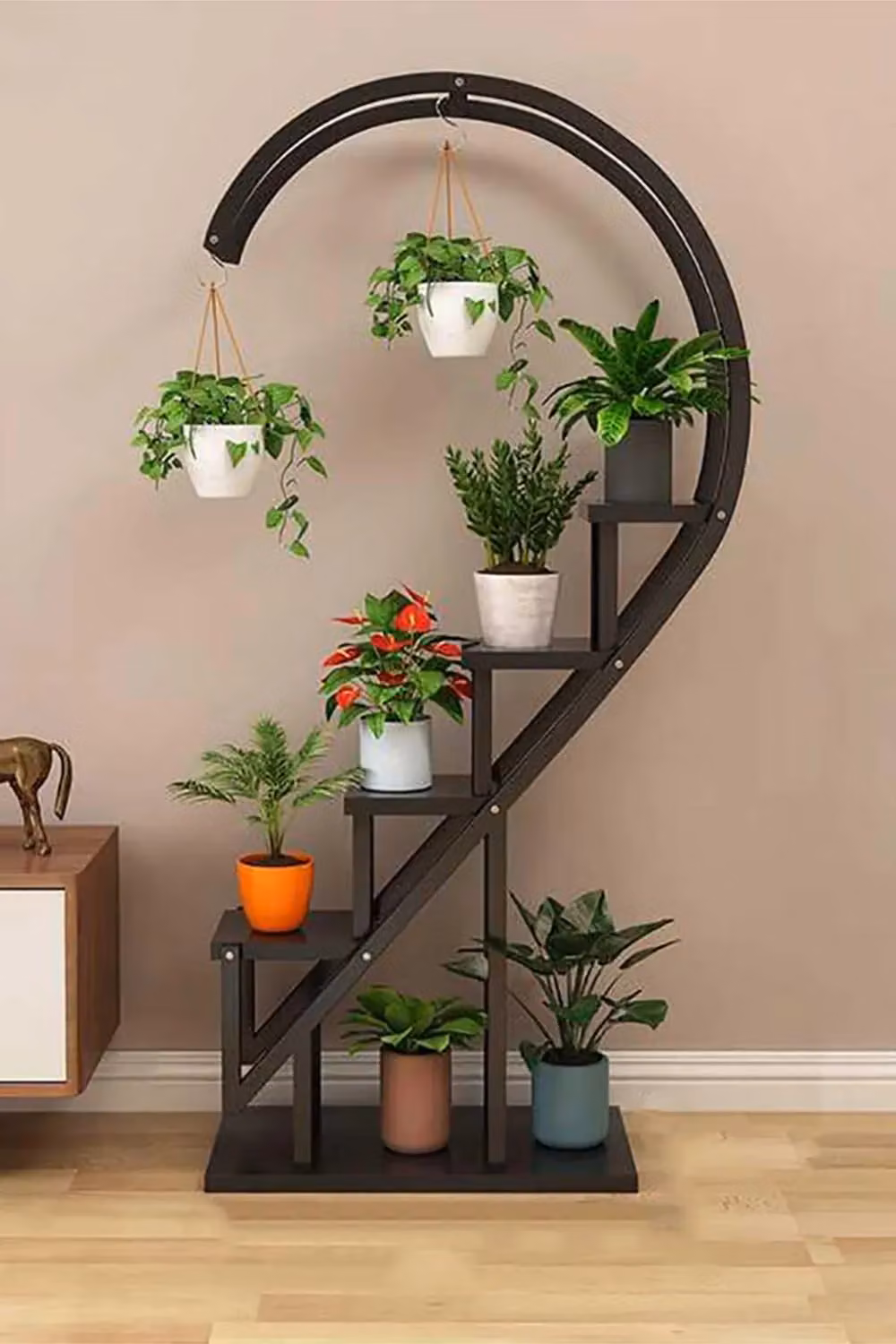 Living and Home Curved 6-Tier Plant Stand Bonsai Display Shelf in True Black – 1