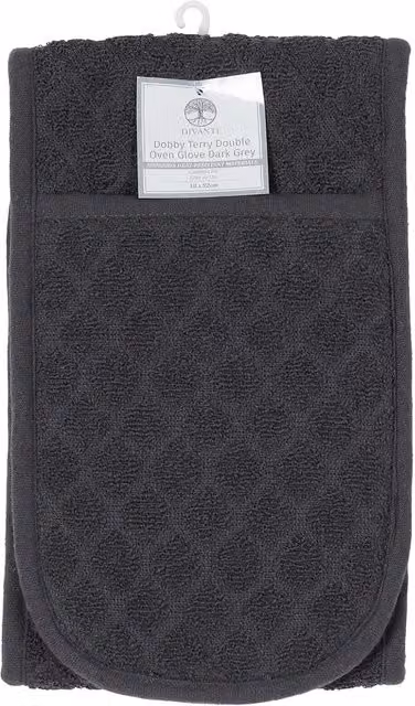 Divante Dobby Terry Double Oven Glove in Dark Grey