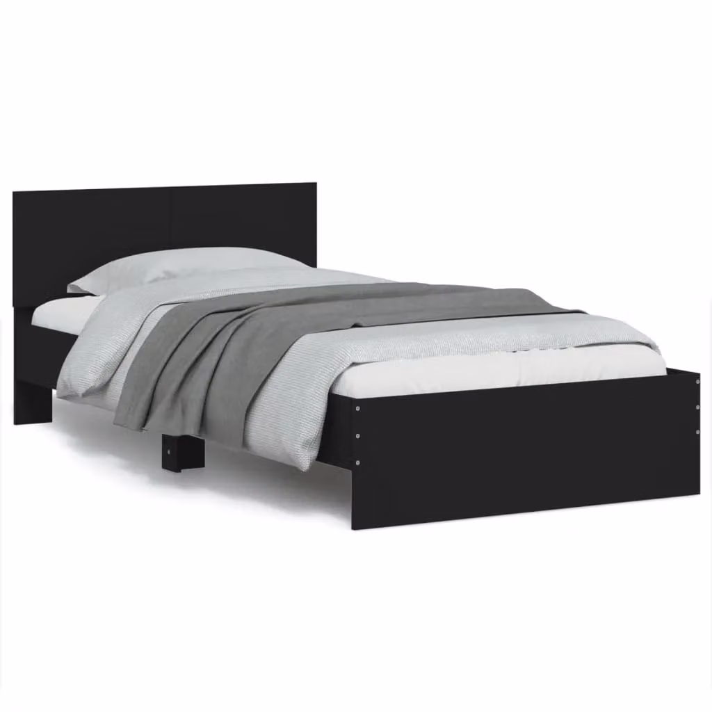 Berkfield Home Modern Bed Frame with Headboard in Black, W/D/H: 100 x 200 cm – 2