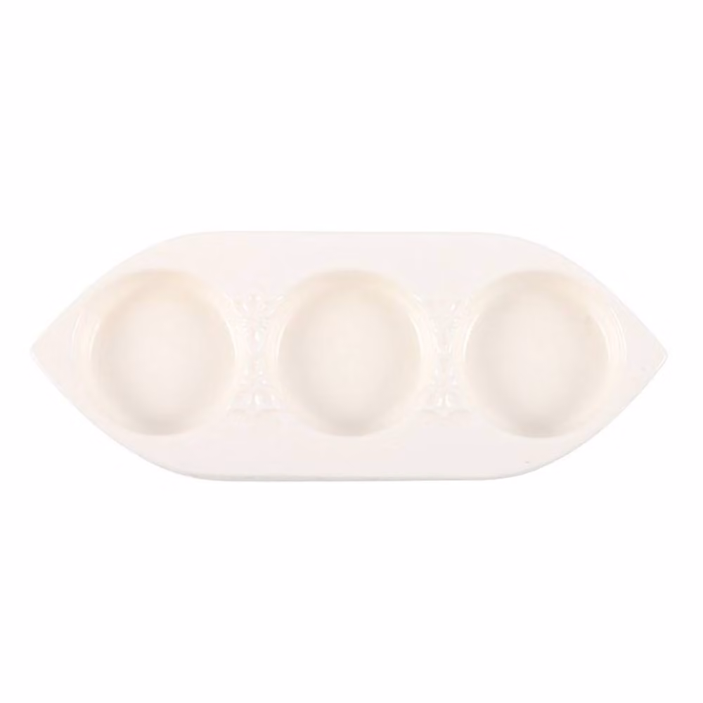 Uniqueful Geometric Triple Tealight Holder in White Ceramic – 2
