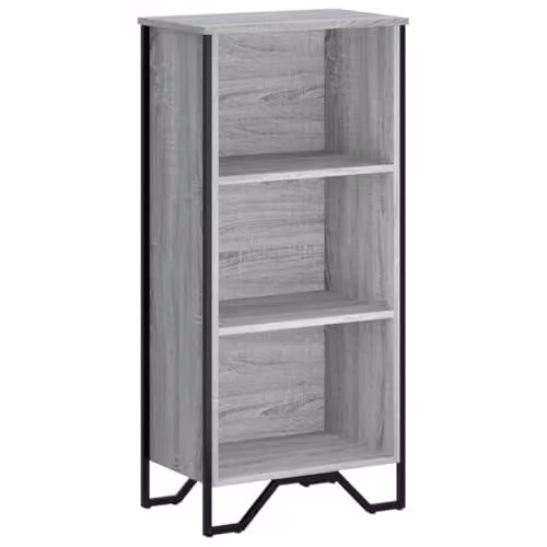 vidaXL Modern Grey Bookcase with Back Panel, W/D/H: 50 x 31 x 106 cm – 1
