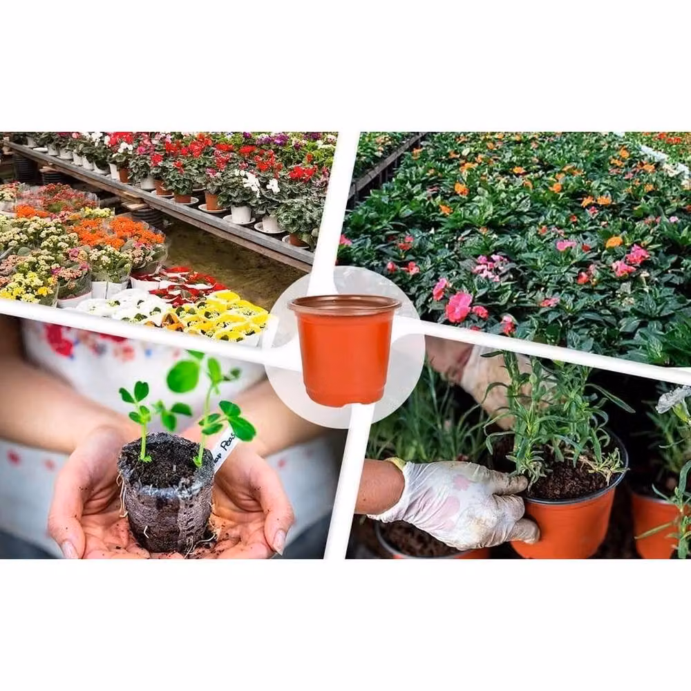 SPETLEK 100 Pack Brown Plastic Plant Pots, Diameter: 10 cm – 3