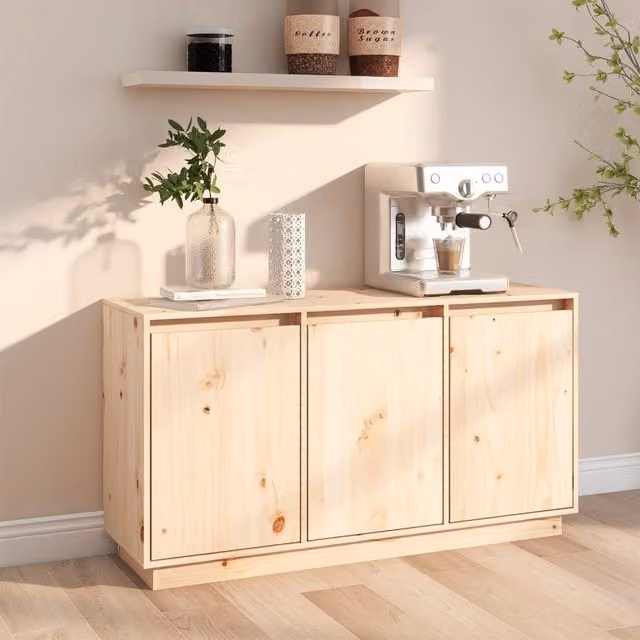 Berkfield Home Modern Solid Wood Pine Sideboard in Brown, W/D/H: 111 x 34 x 60 cm