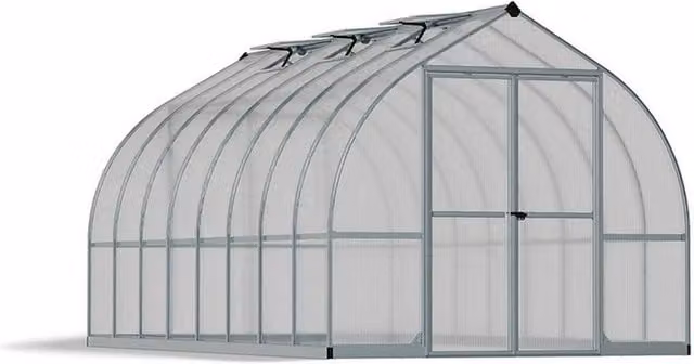 Palram Bella Polycarbonate Greenhouse Kit in Silver, W: 244 cm, H: 219 cm