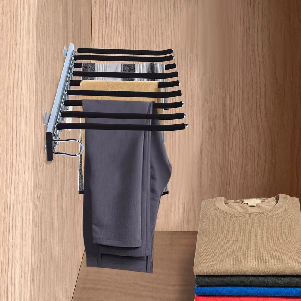 Ventryn Heavy Duty Pull Out Trouser Rail in Black Steel with Left Mounting – 3