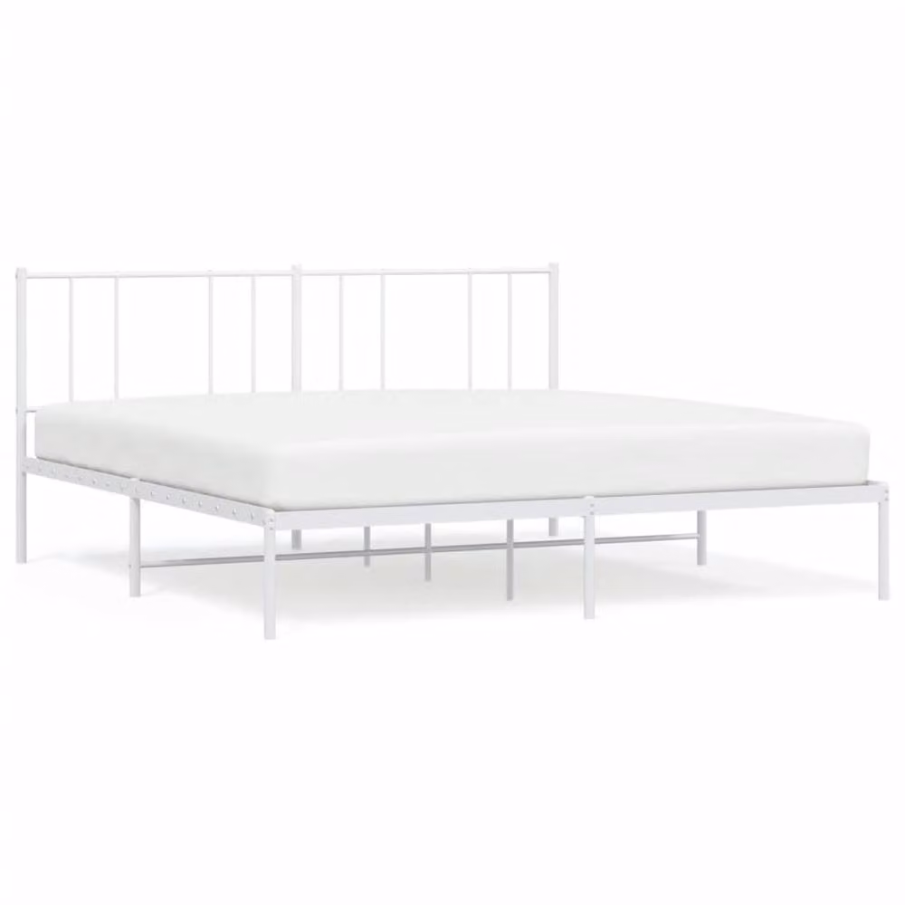 Berkfield Home Metal Bed Frame with Headboard in White – 2