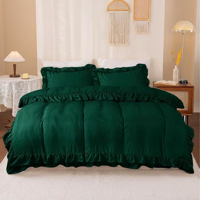 Cotton Passion Green Microfibre Duvet Cover and Pillowcase Set, W: 180 cm x L: 200 cm