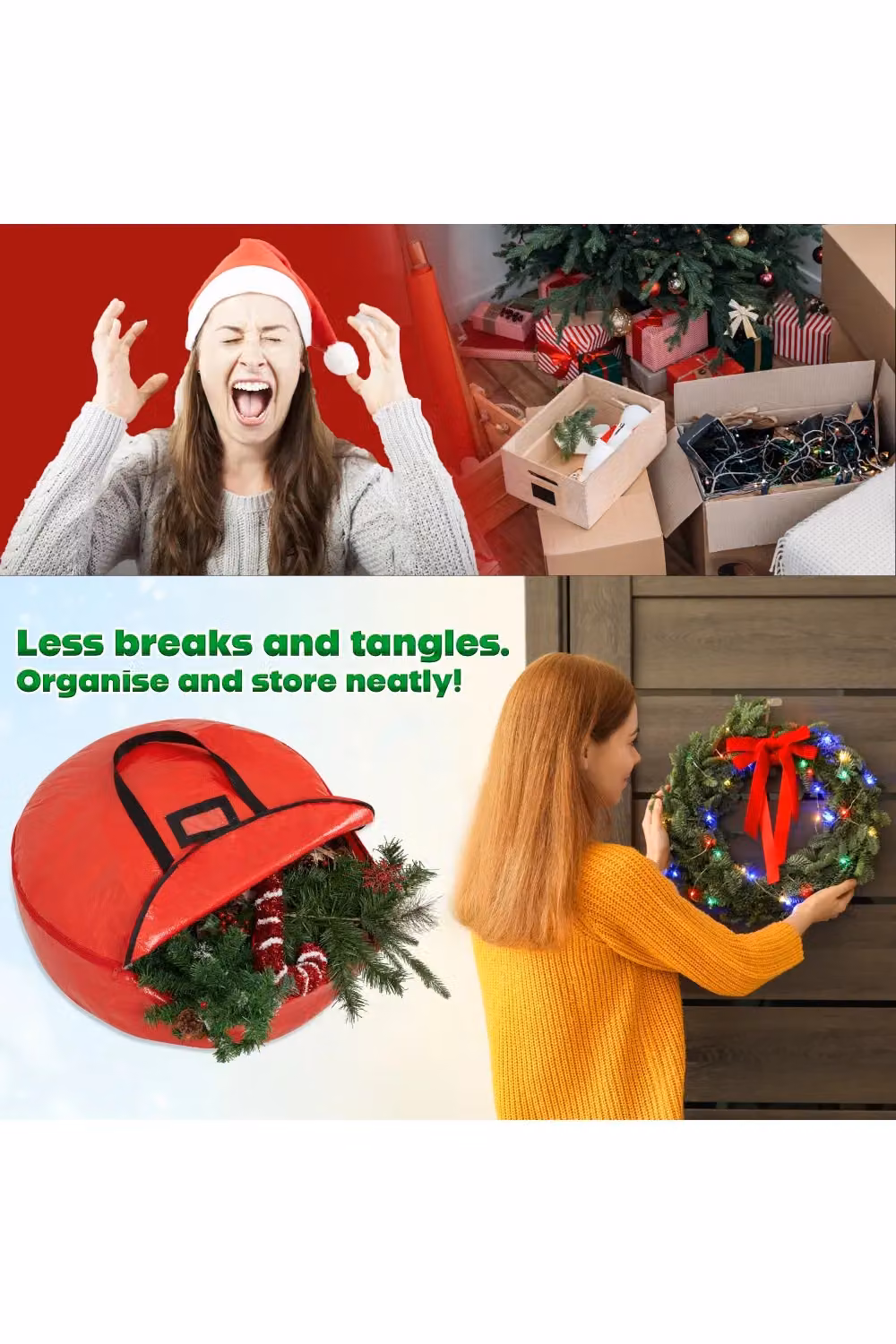 Deco Express Christmas Wreath Storage Bag in Red – 6