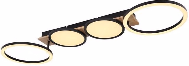 Netlighting Bossy 4 Ring Semi Flush Ceiling Light in Matt Black with 4x Warm White LED