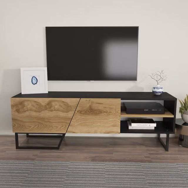 Decorotika Denasse Modern TV Unit for TVs up to 150 cm, Black and Brown