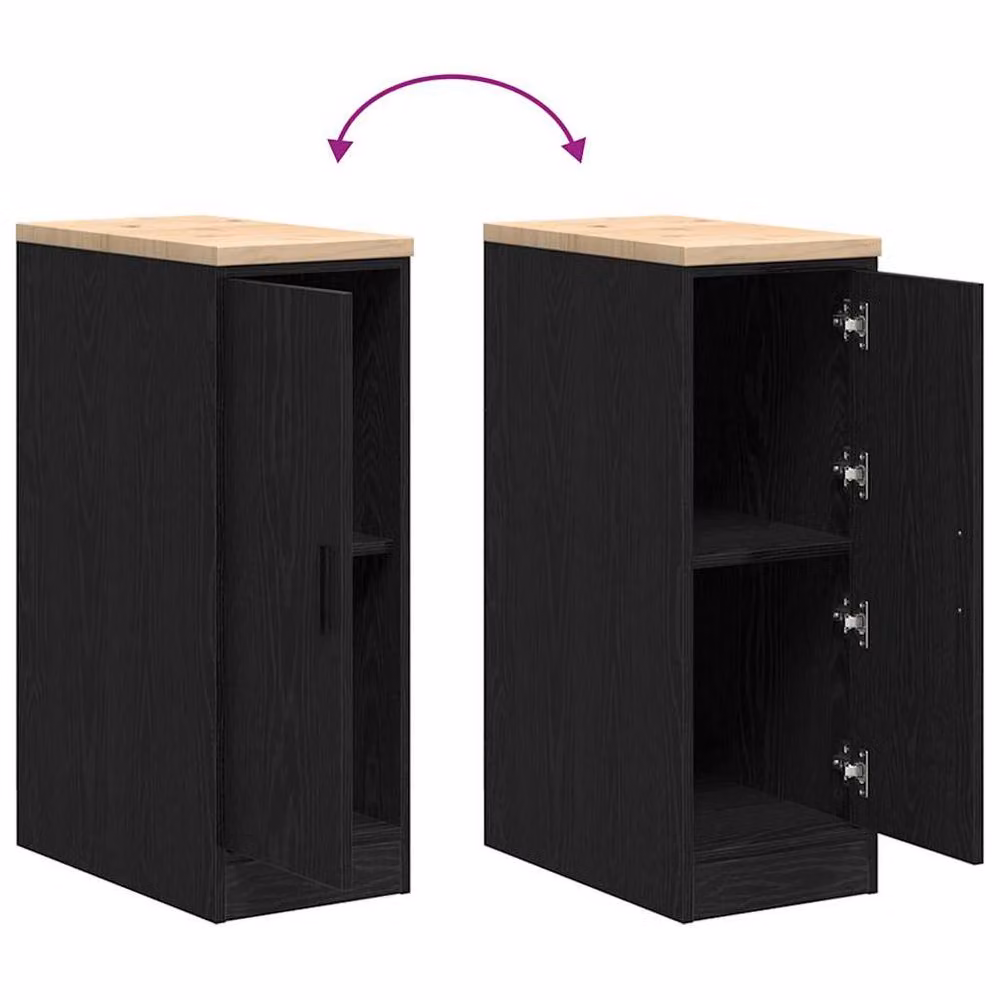 Berkfield Home Black Solid Wood Pine Garage and Workshop Storage Cabinet with Hinged Doors W/D/H: 30 x 51 x 85 cm – 5