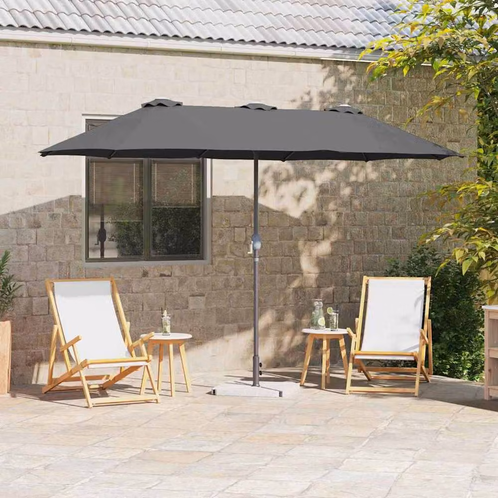 Berkfield Home Modern Folding Garden Parasol in Anthracite Grey, W: 380 cm, D: 196 cm, H: 235 cm – 2