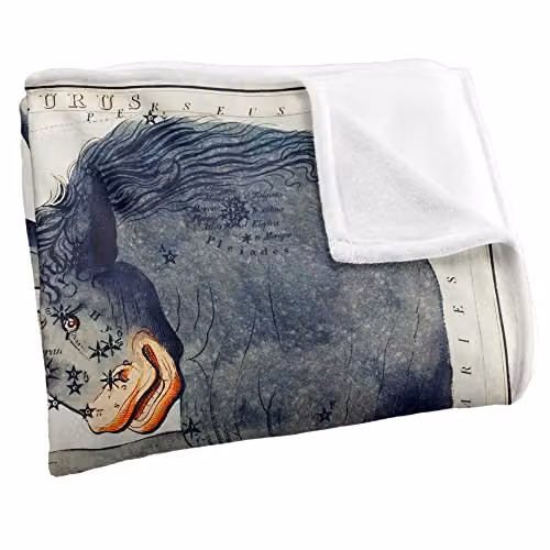 Graffitee Studios Vintage Taurus Zodiac Super Soft Fleece Throw Blanket, White, W: 152 cm, D: 127 cm – 2