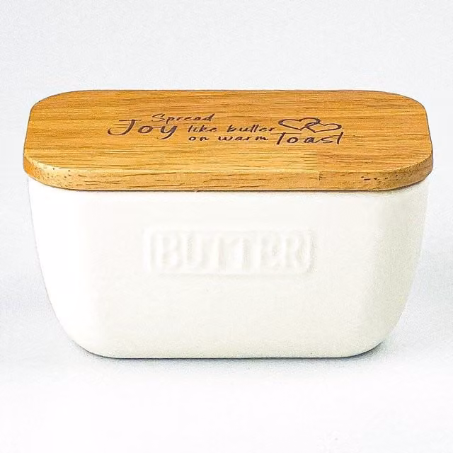 Selbrae House White Ceramic Butter Dish – 1