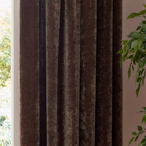 Riva Home Yard Heavy Chenille Velvet Pencil Pleat Curtain Pair in Brown, W/D/H: 117 x 183 cm – 3