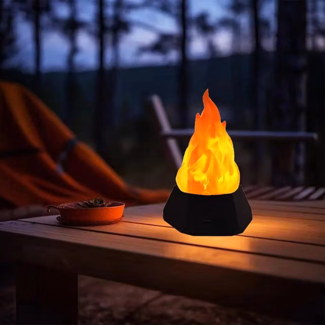 Leaper Pack of 4 Black and Gold LED Outdoor Decorative Flame Effect Lights with Flicker Effect