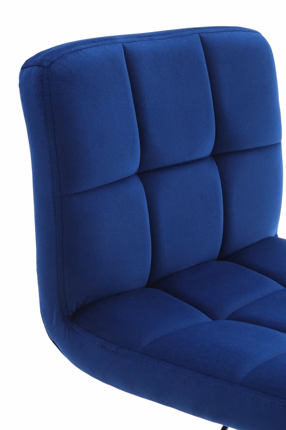 Living and Home Set of 2 Blue Velvet Upholstered Bar Stools with Low Backrest and Metal Legs – 5