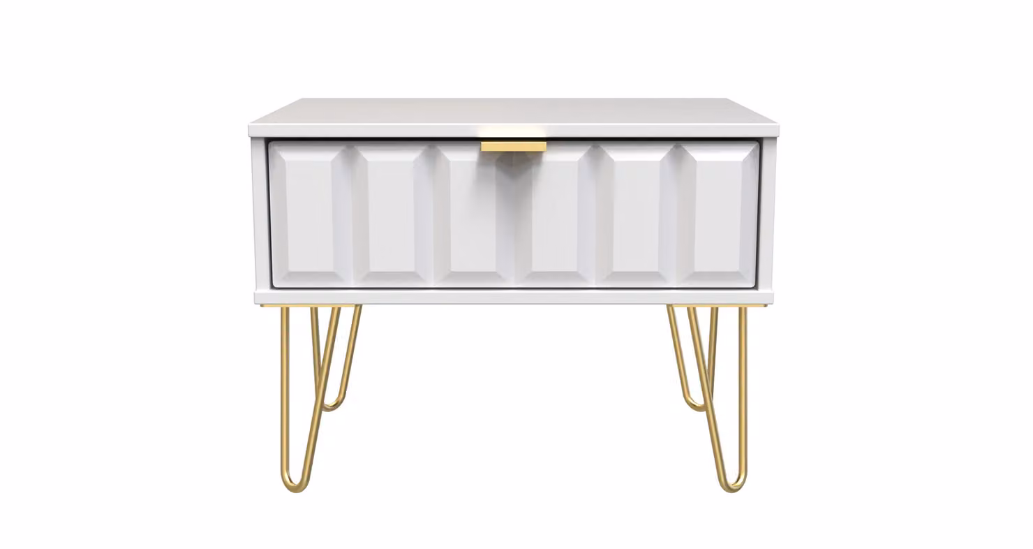 2 U Metro Ready Assembled 1 Drawer Wide Side Table in White and Gold – 2