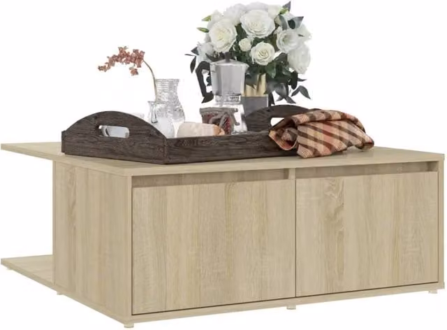 Berkfield Home Sonoma Oak Coffee Table in Beige, W/D/H: 80 x 80 x 31 cm