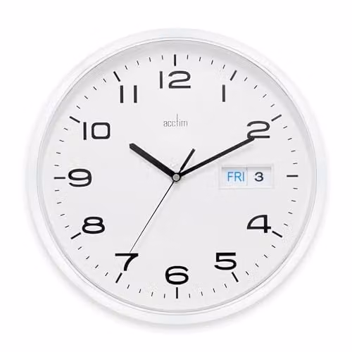 Acctim Supervisor Wall Clock, White, Diameter: 32 cm