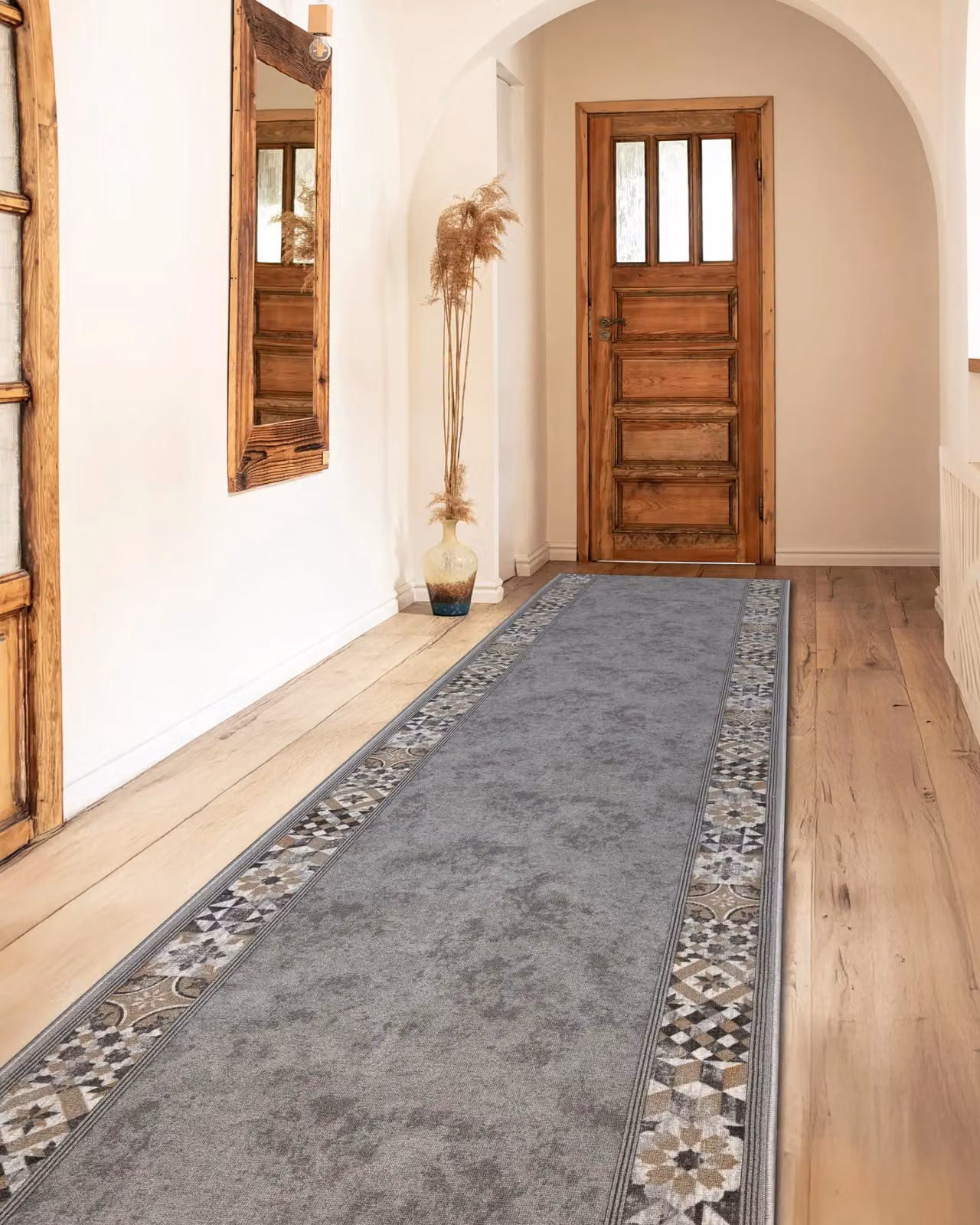 RugsX Murcia Anti-Slip Runner in Grey, W: 67 cm, L: 400 cm – 3