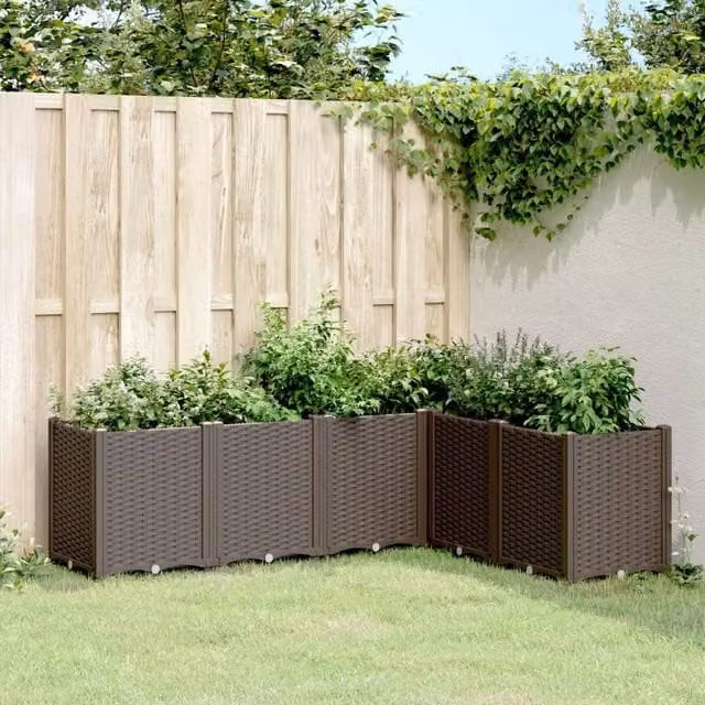 Berkfield Home Brown Plastic Garden Planter Tub W: 160 cm, D: 120 cm, H: 53 cm