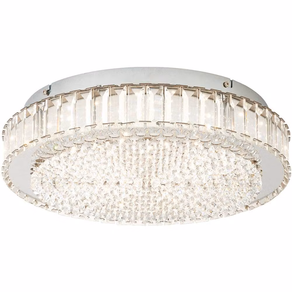 Loops Chrome LED Ceiling Light with Crystal Details, Diameter: 61 cm – 2