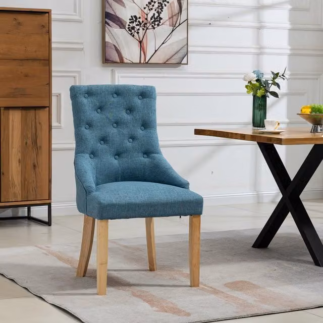 Artemis Home Ravenna Fabric Dining Chairs, Set of 2, Petrol Blue
