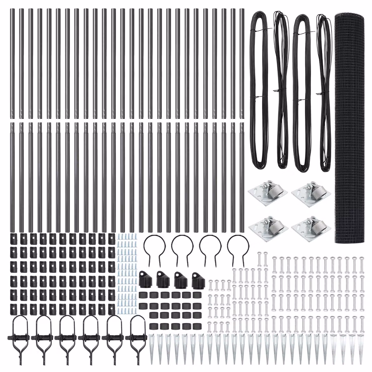 Berkfield Home Grey Powder-Coated Steel Welded Wire Fence with 13 Round Spike Posts, H: 120 cm, W: 50 m – 2
