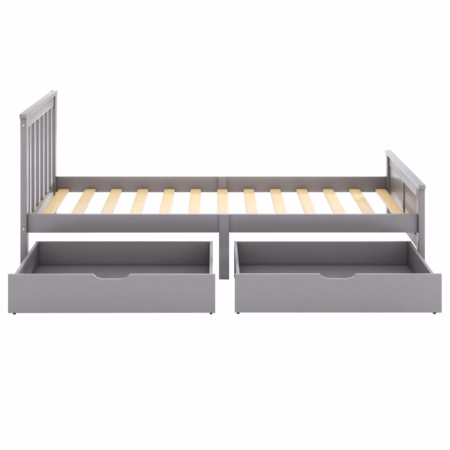 HomeTouch Fiona Solid Wood Single Bed Frame with 2 Storage Drawers, Grey, W/D/H: 100 x 200 cm – 2