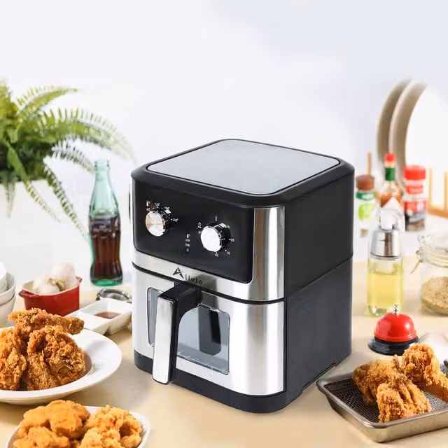 Alivio 8L Large Hot Air Fryer with Timer in Black