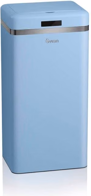 Swan Retro 45L Square Sensor Bin in Black and Blue Metal