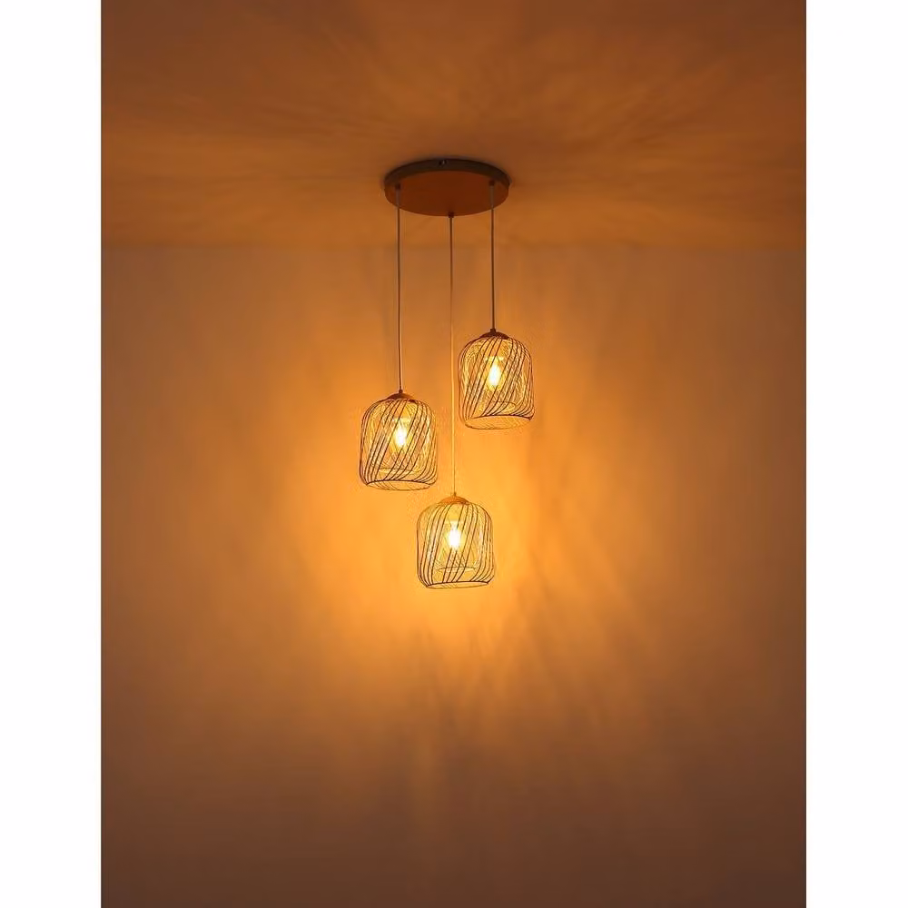 Netlighting Dichti Cluster Pendant Ceiling Light in Beige Matt with 3x E27 Sockets – 3