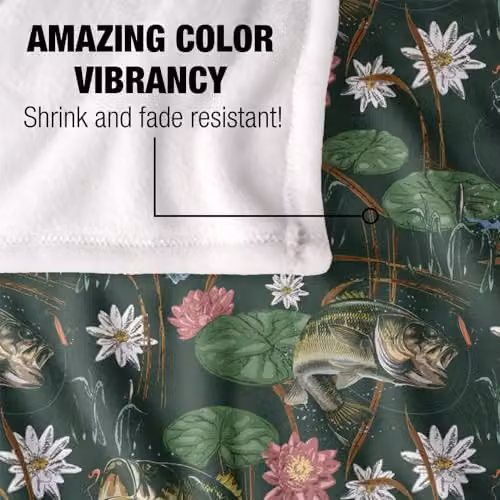 JQ Licensing Bass Fishing Tiki 2 Silky Touch Super Soft Fleece Throw Blanket in White, W/D/H: 152 x 127 cm – 3