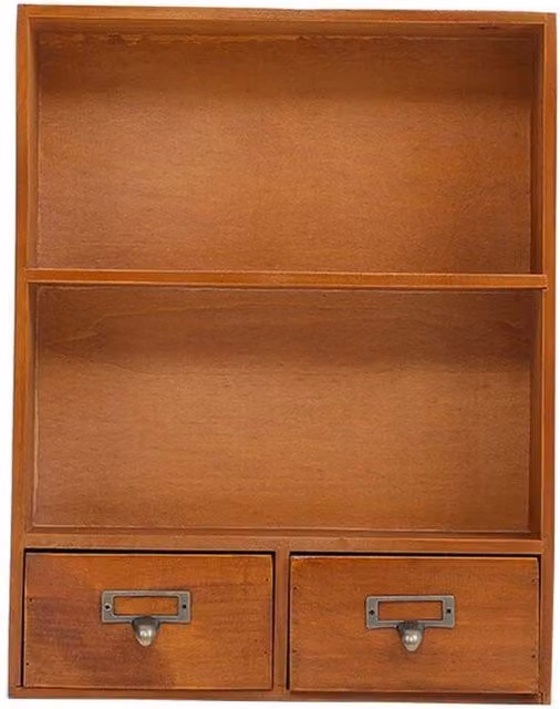 KORVIXA Rustic Brown Wall Mounted Display Shelf Unit in Wood and Metal