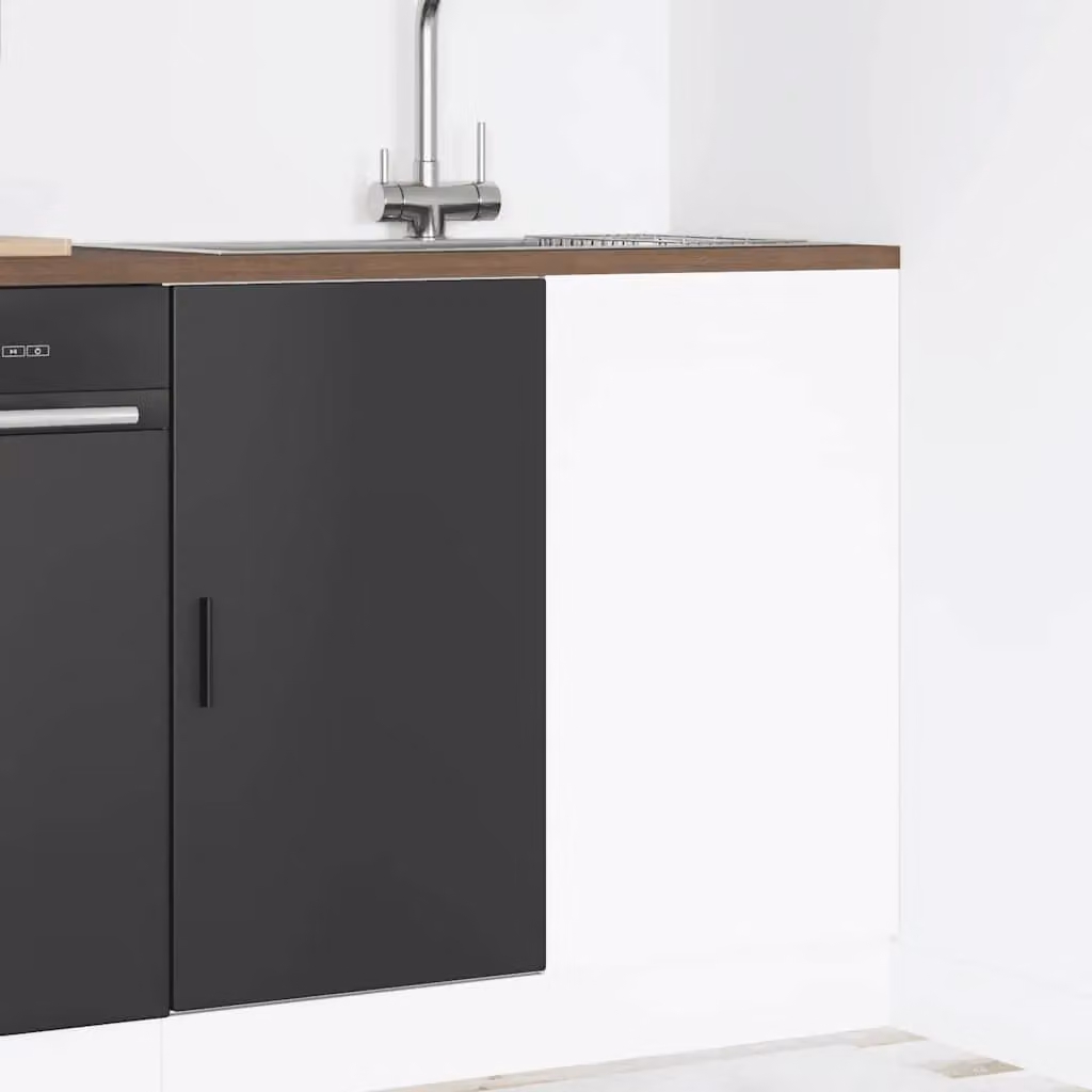 Berkfield Home Modern Matt Black Freestanding Kitchen Sink Base Unit with Hinged Doors – 2