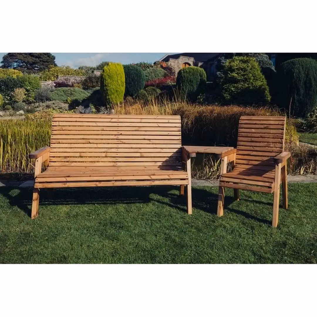 Churnet Valley Garden Furniture Ltd Valley 1XC 1X3B Angled Tray Set in Brown with Cushions – 2