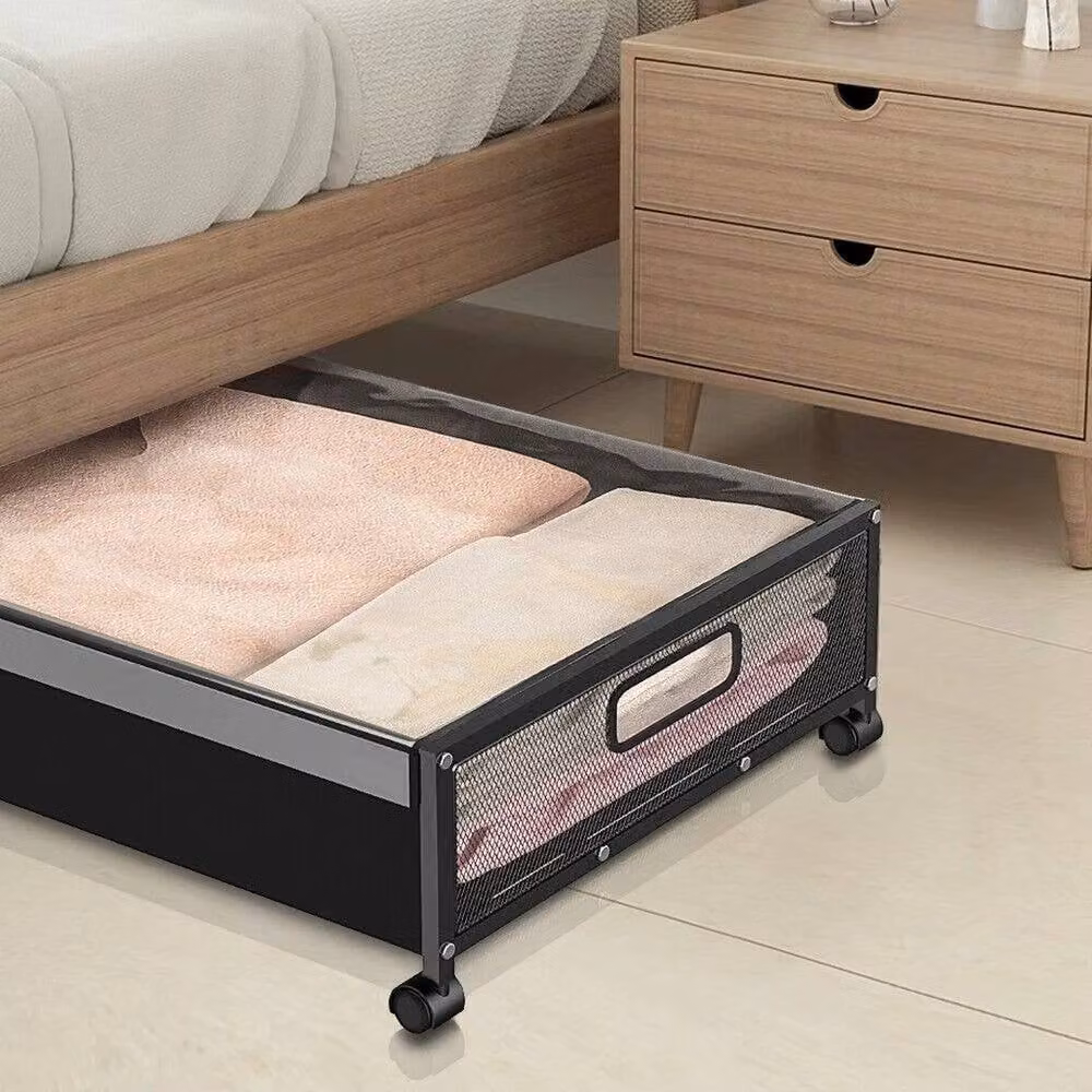 VOGREX Black Underbed Storage Box with Wheels for Clothes, Shoes and Bedding – 3